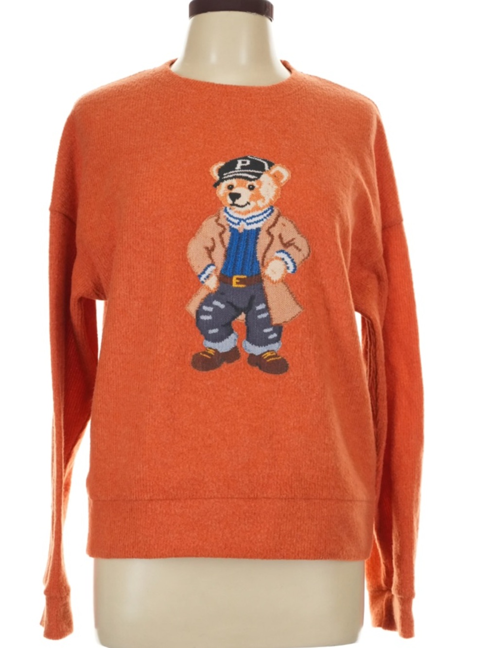Preppy Bear Graphic Sweater | Polo Inspired | Cozy Stretch Knit | Size L